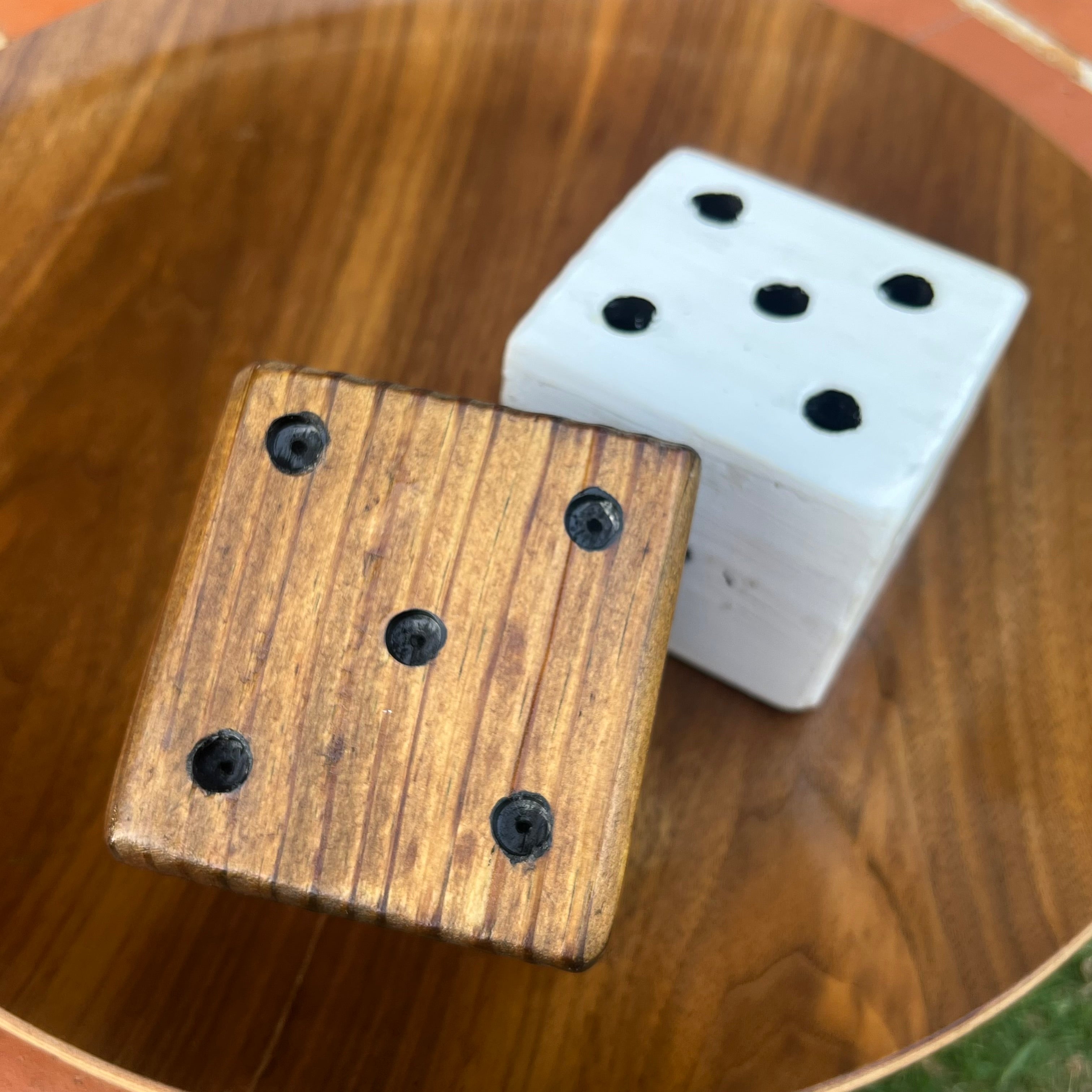 Pair of Large Handcrafted Wooden Dice