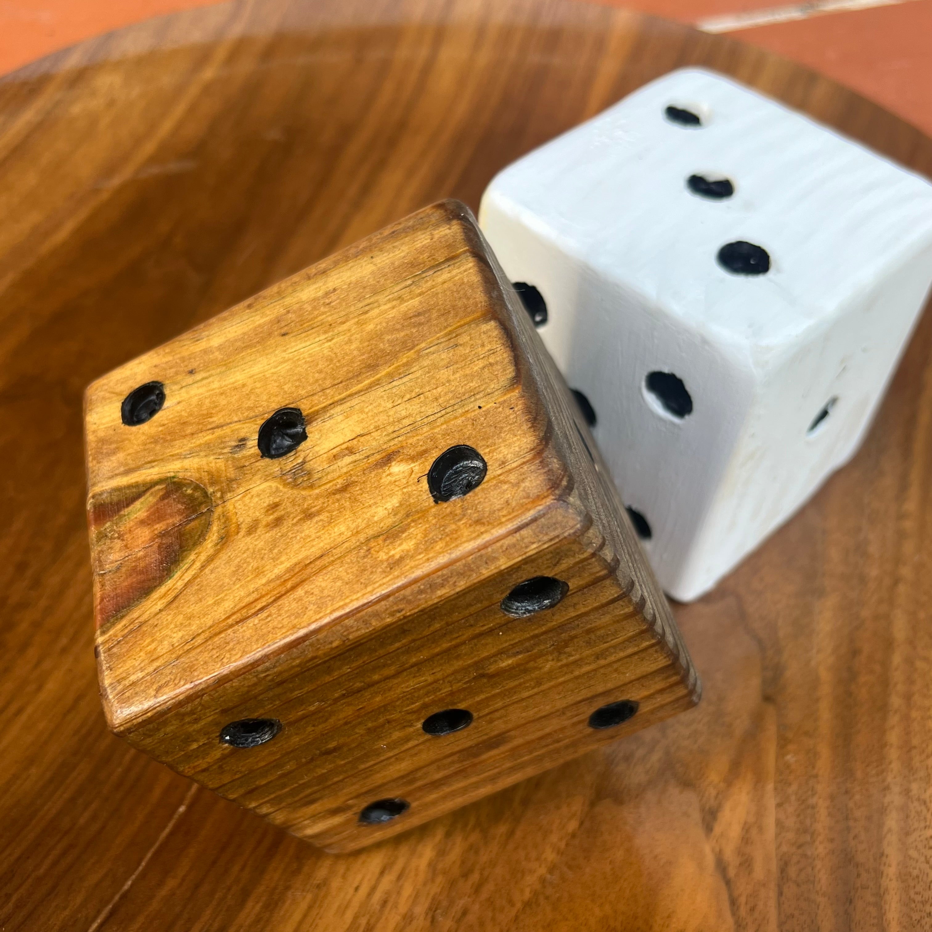 Pair of Large Handcrafted Wooden Dice