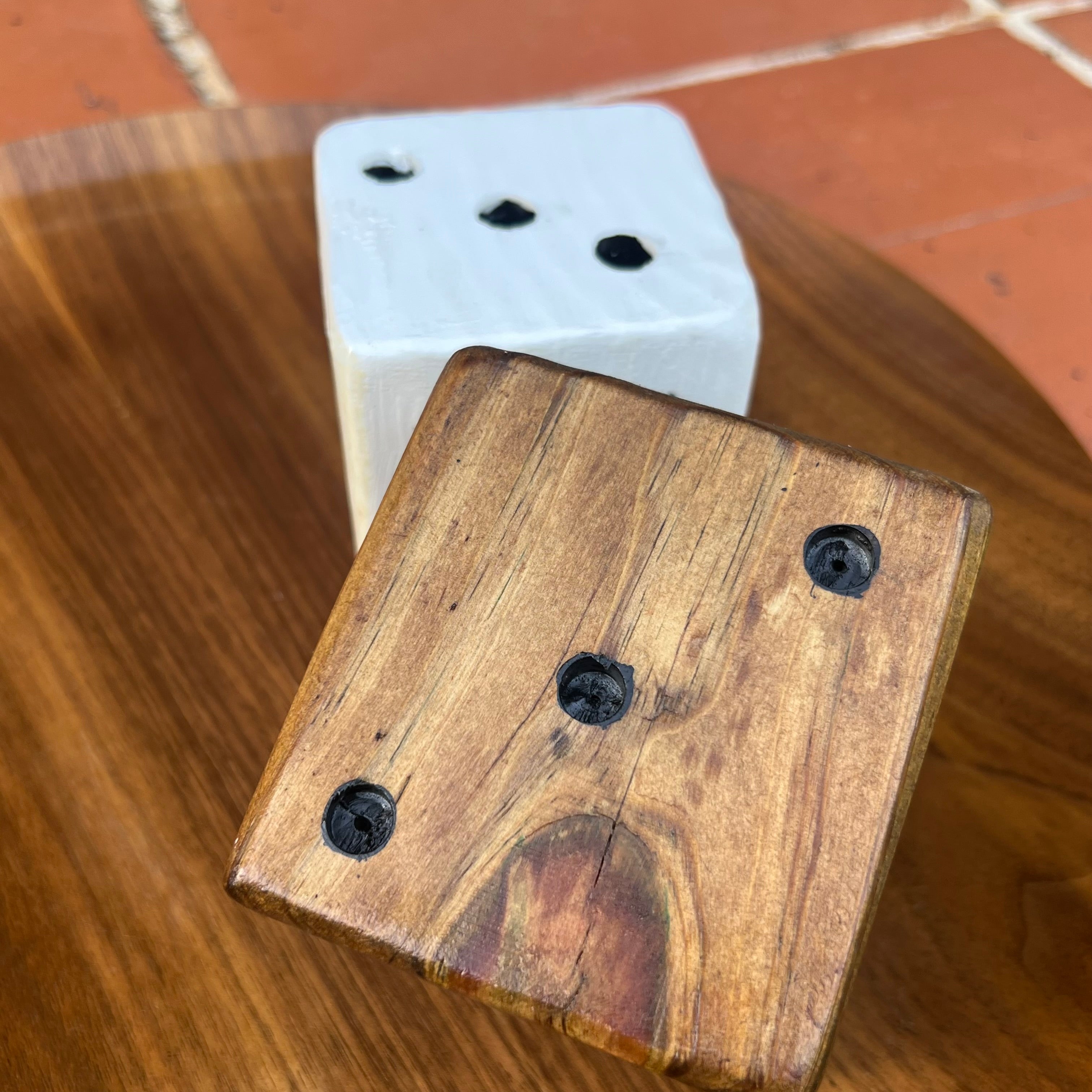 Pair of Large Handcrafted Wooden Dice