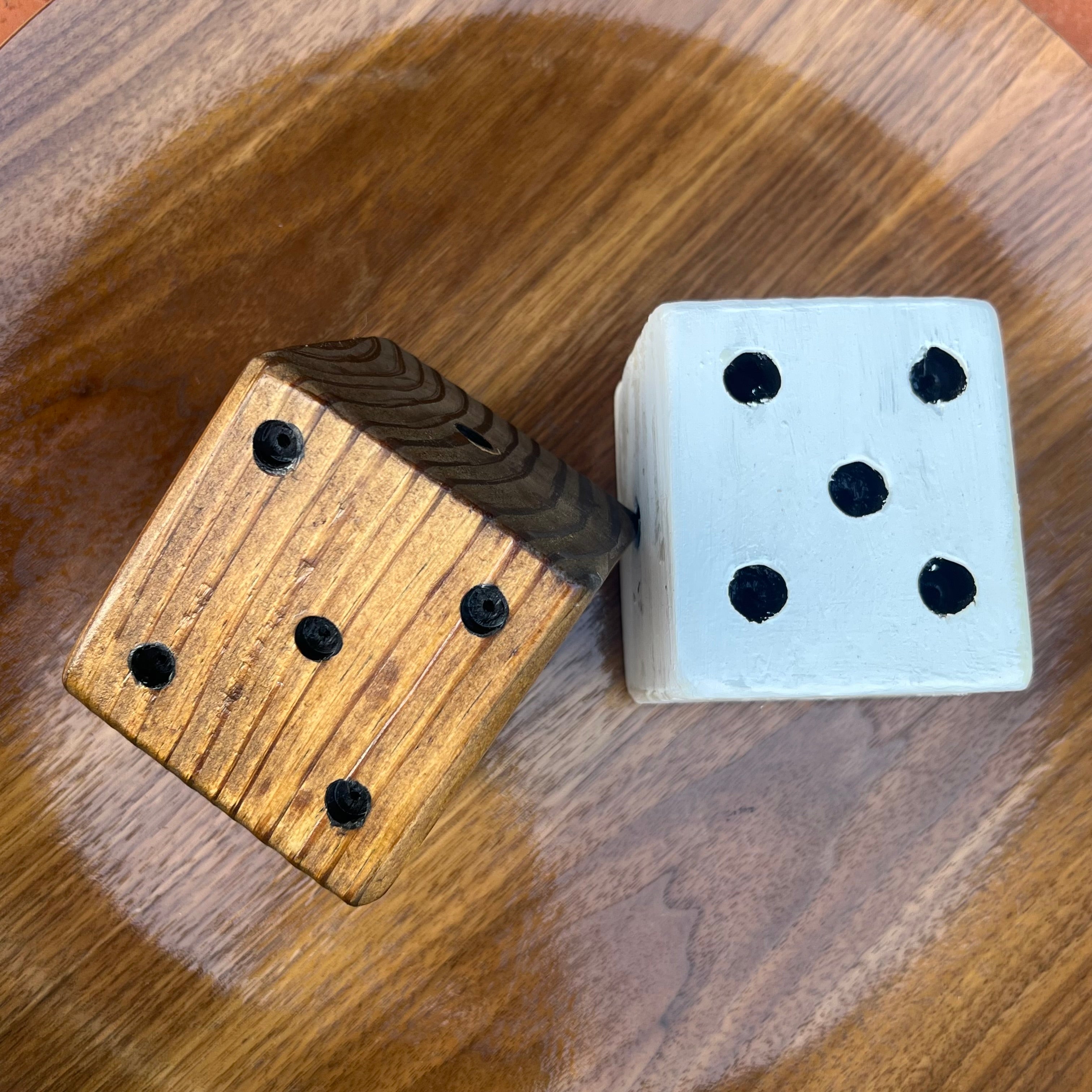 Pair of Large Handcrafted Wooden Dice