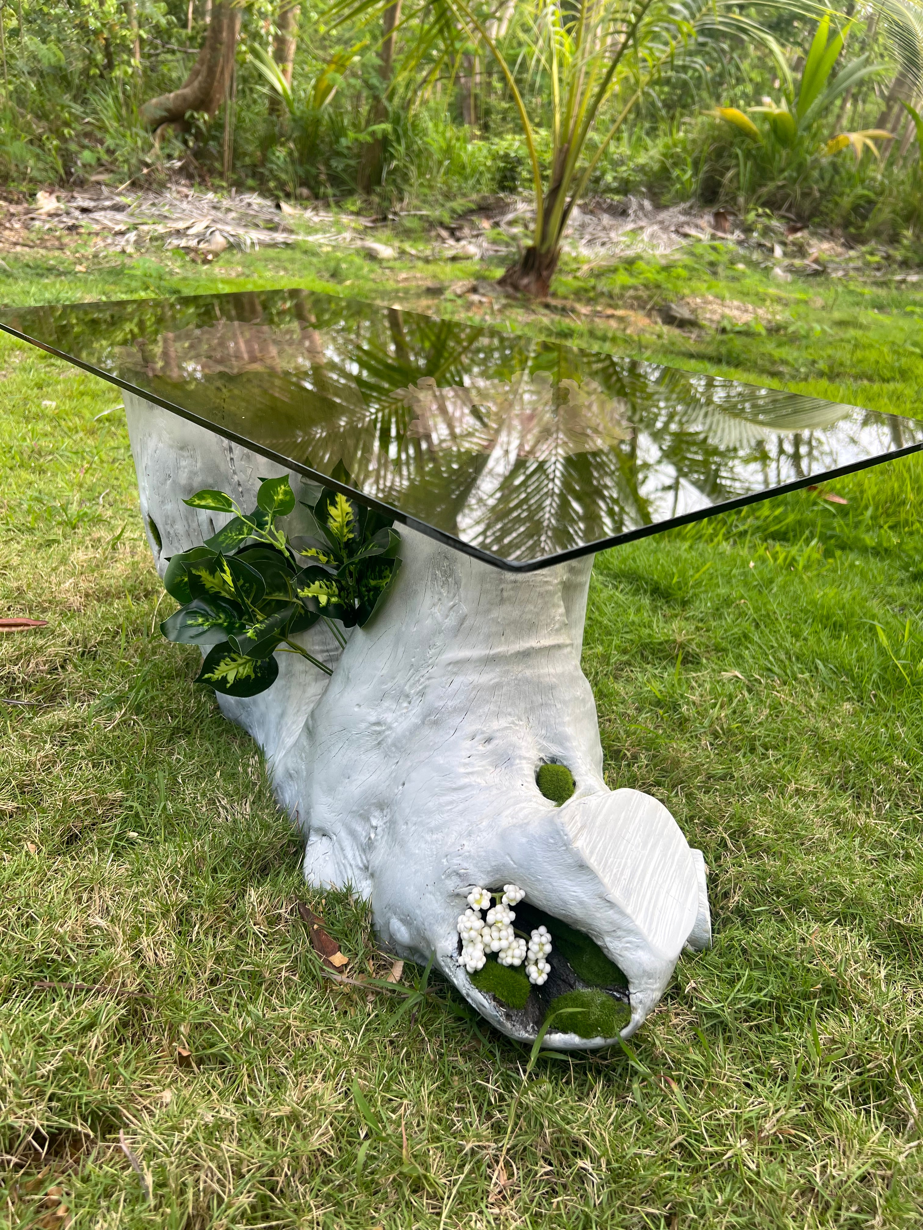 Handmade Casuarina Wood Coffee Table with Vase Feature