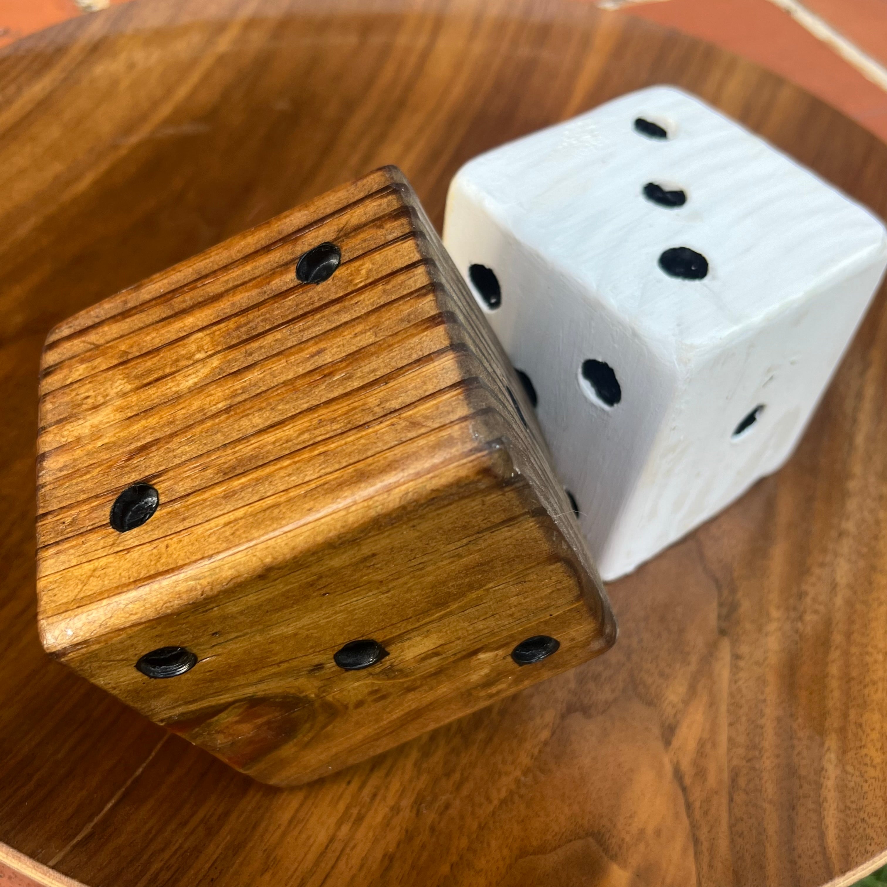 Pair of Large Handcrafted Wooden Dice