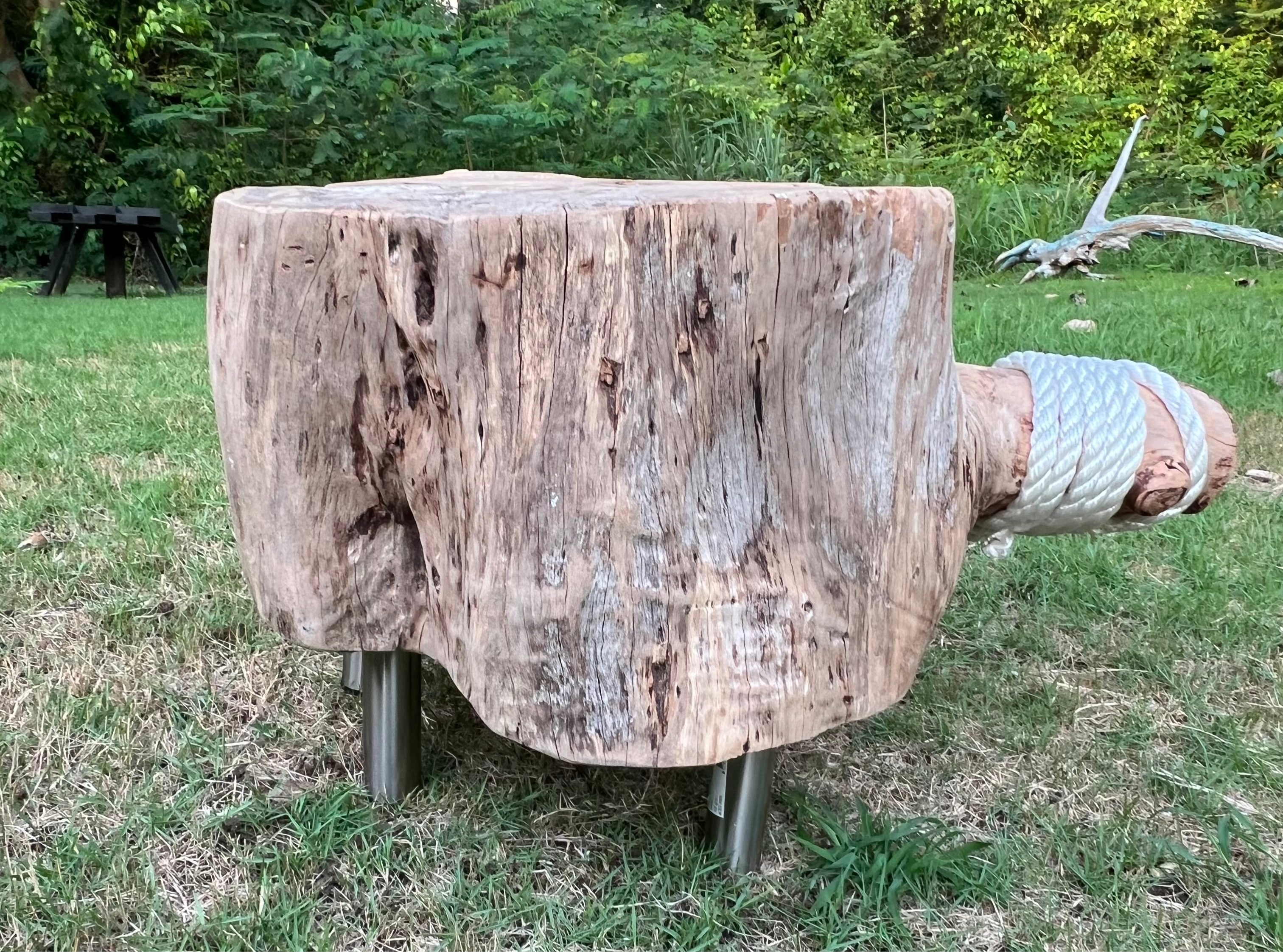 Handmade Casuarina Wood Side Table or Footstool