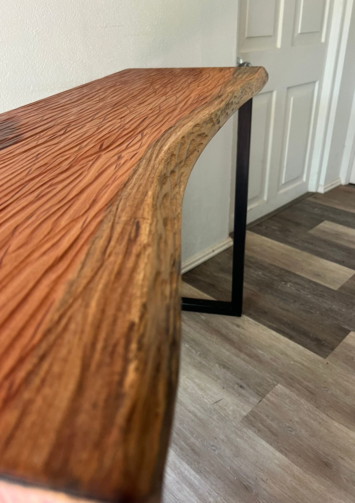 Textured Mahogany Waterfall Console or Desk