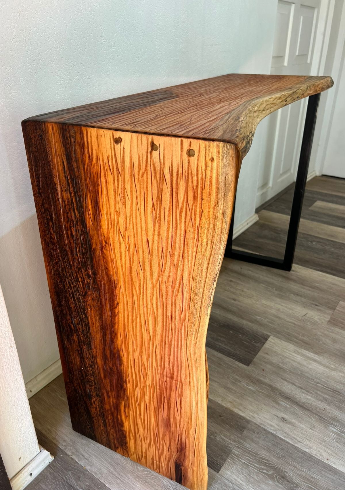 Textured Mahogany Waterfall Console or Desk