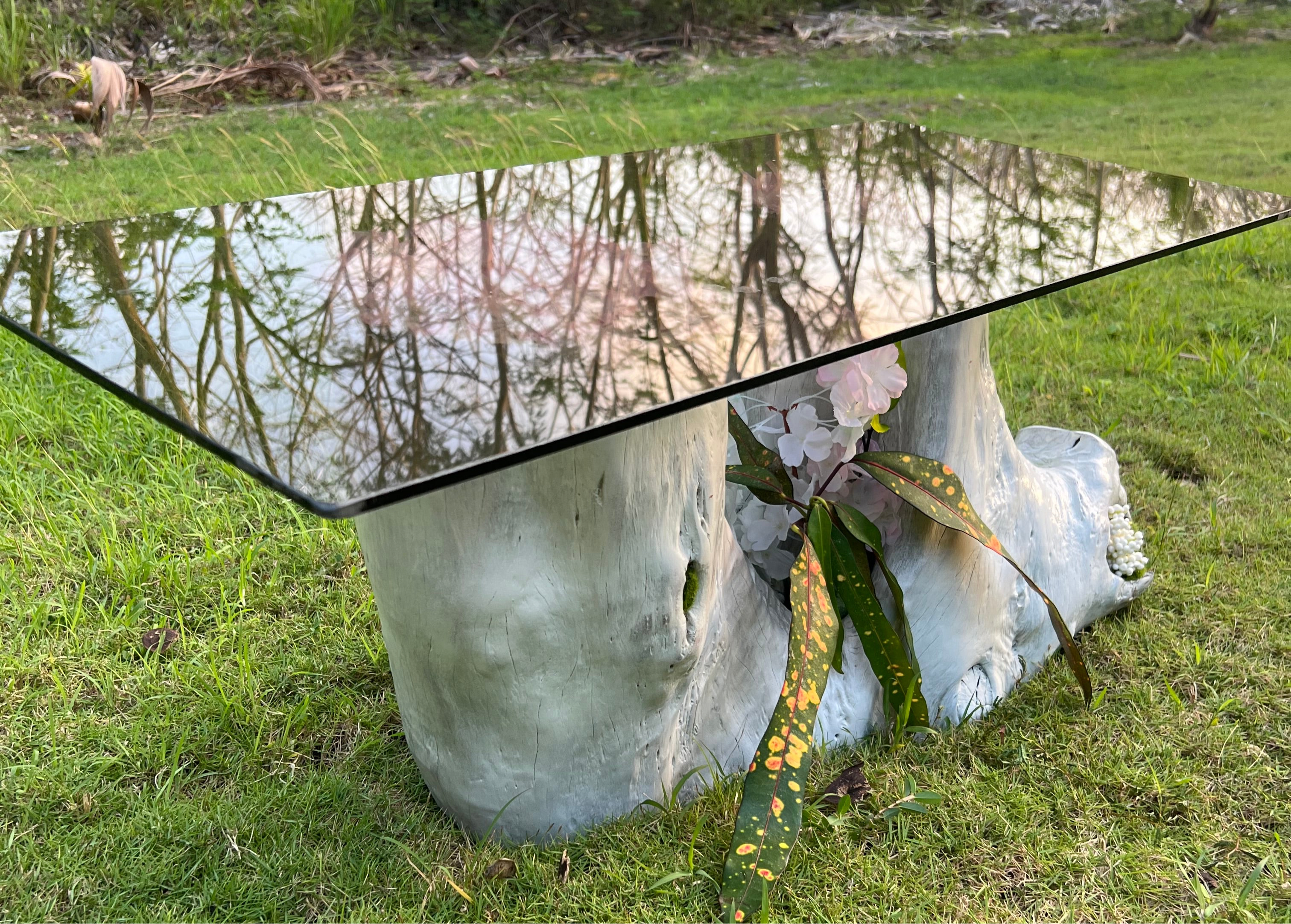 Handmade Casuarina Wood Coffee Table with Vase Feature