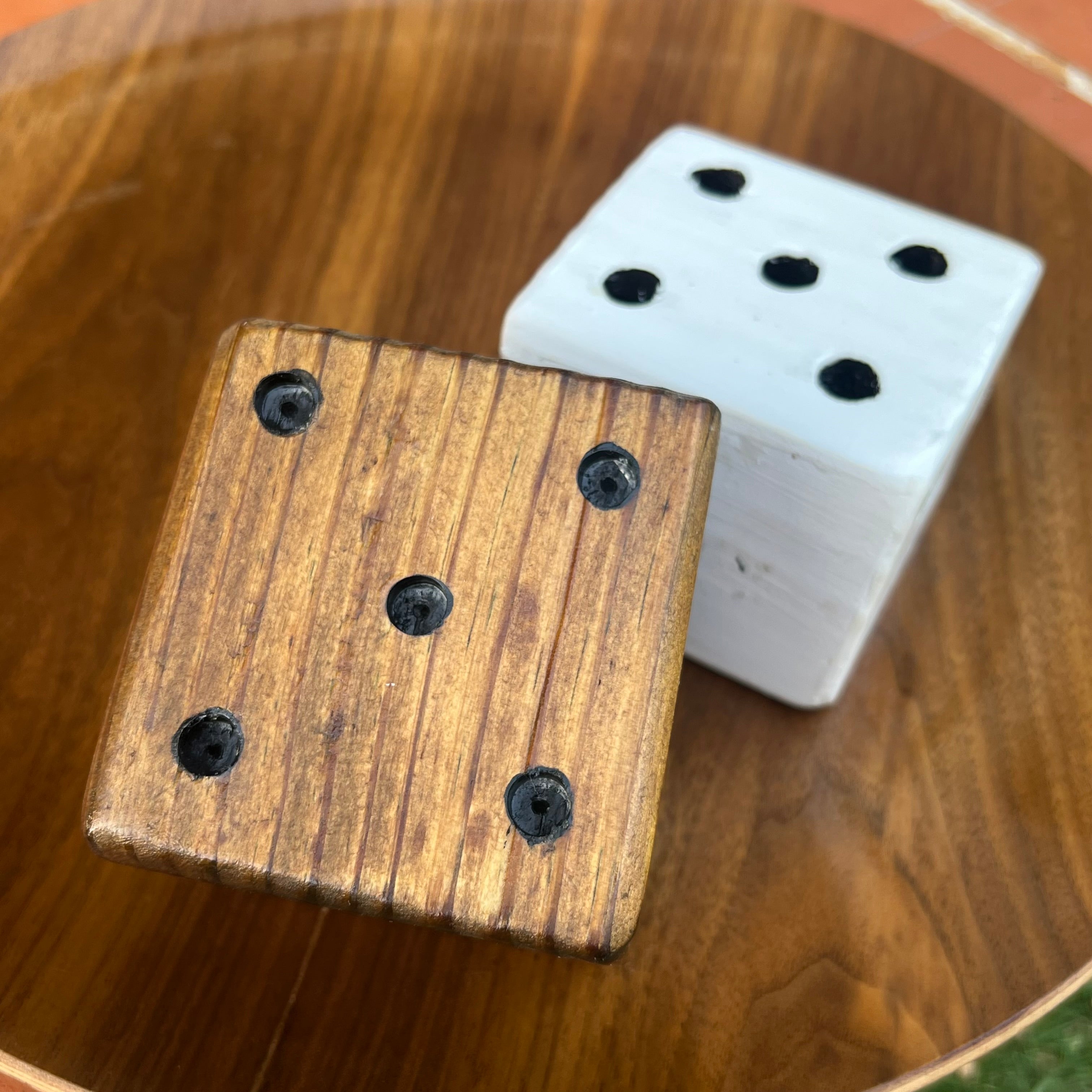 Pair of Large Handcrafted Wooden Dice