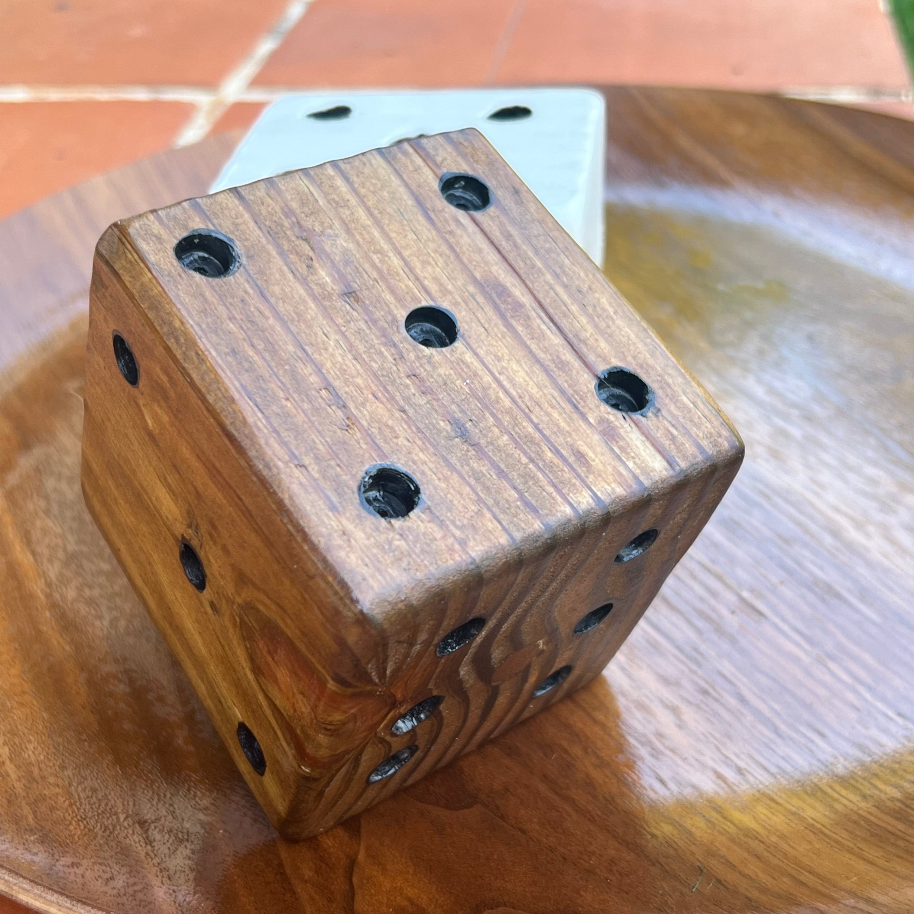 Pair of Large Handcrafted Wooden Dice